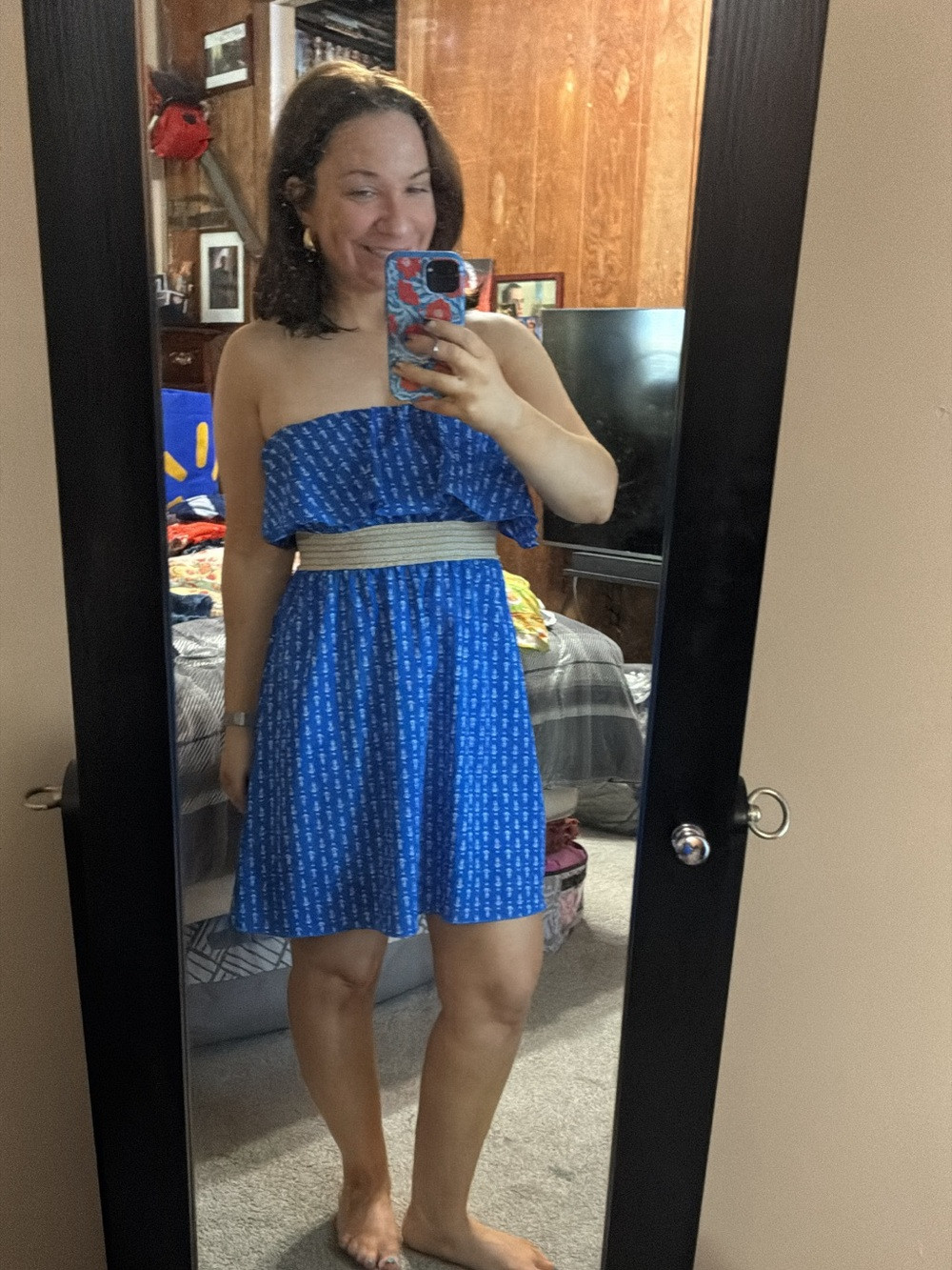 Ocean drive blue anchor and star strapless dress | Poshmark