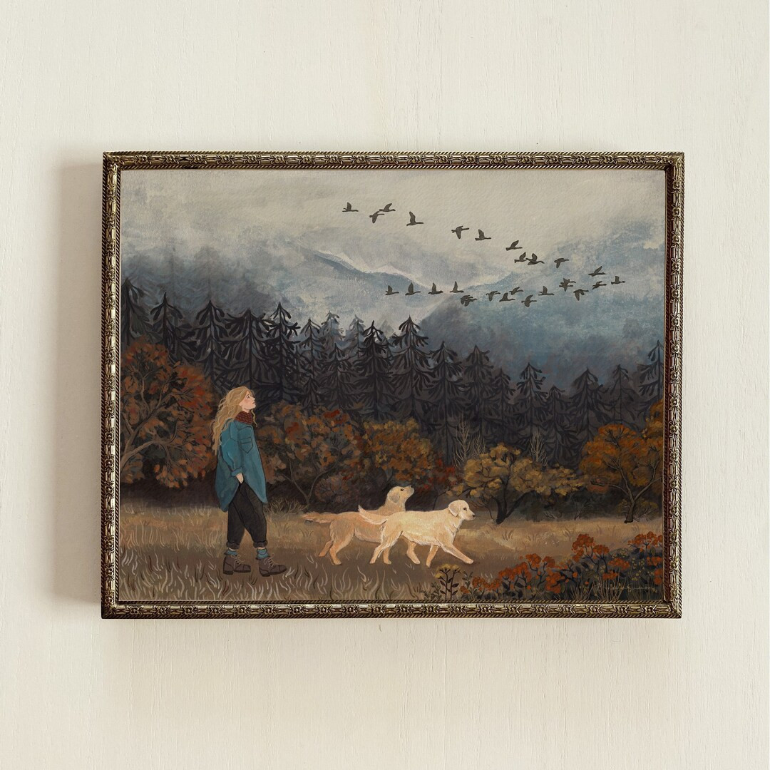 Autumn Walks Art Print | Fall Art Print, Autumn Landscape Art, Autumn Landscape Art, Moody Autumn... | Etsy (US)