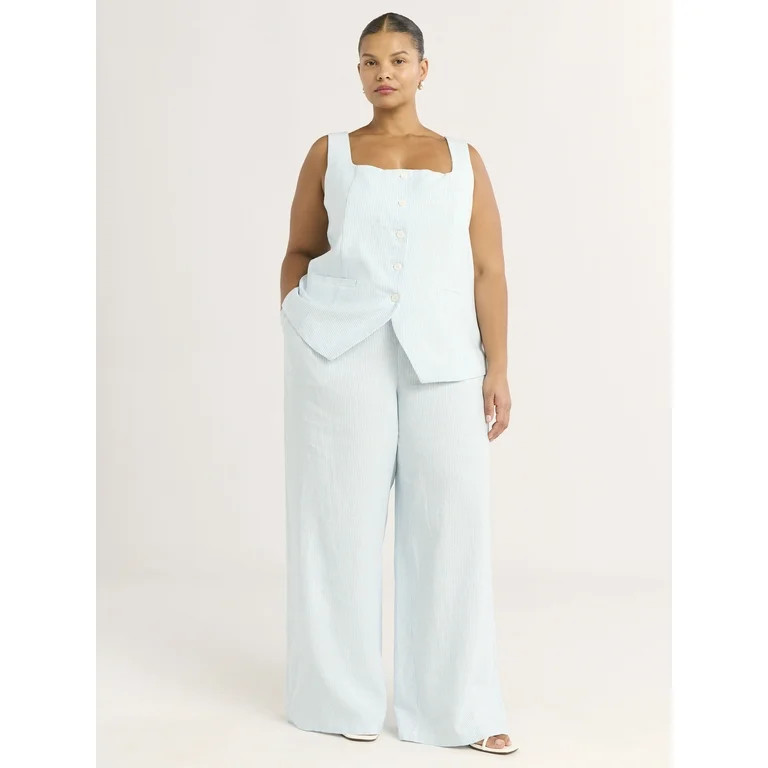 Scoop Women's Linen Blend Wide Leg Pants, 32" Inseam, Sizes XS-XXL | Walmart (US)