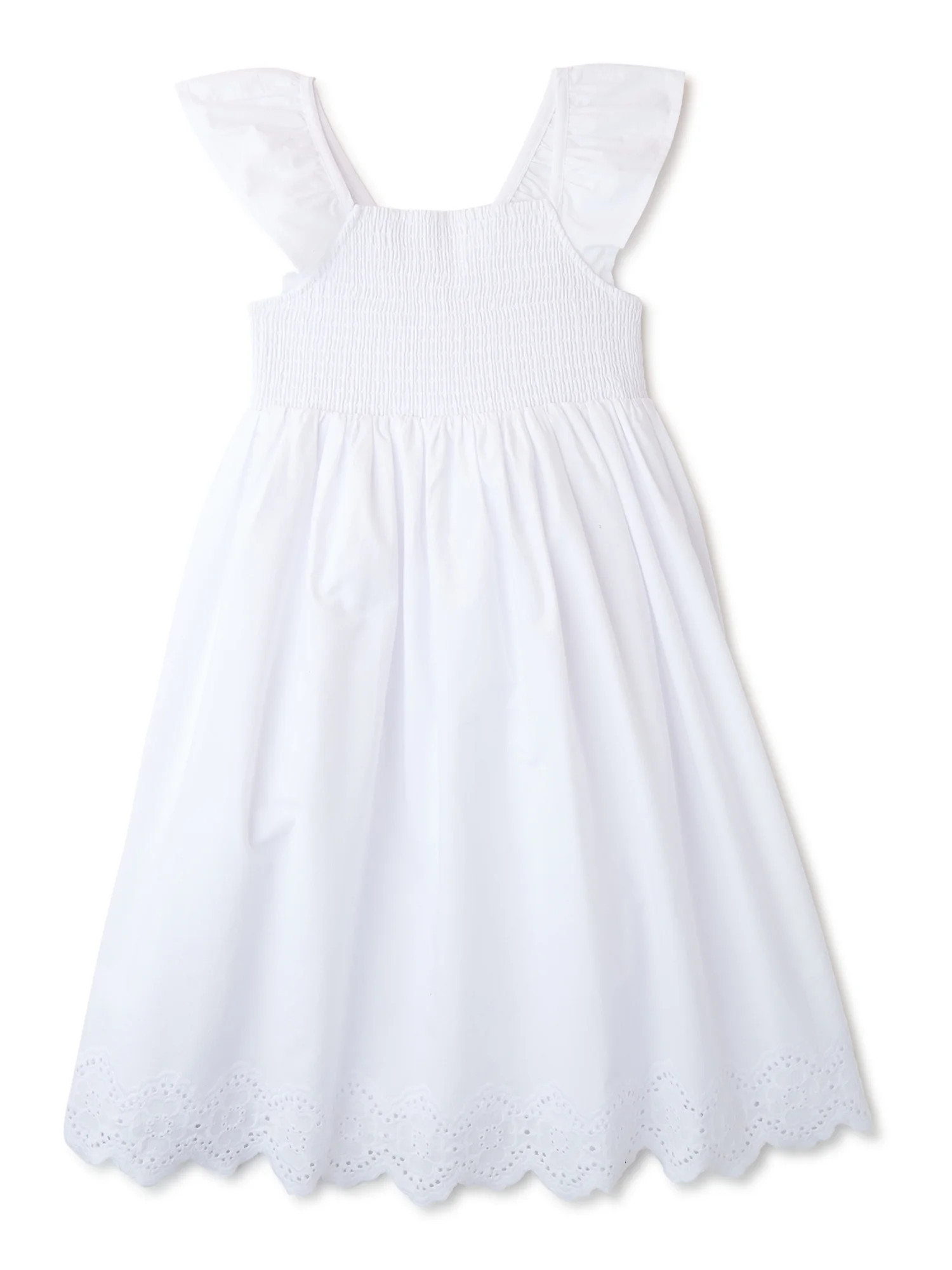 Wonder Nation Girls' Smocked Eyelet Dress, Sizes 4-18 & Plus | Walmart (US)