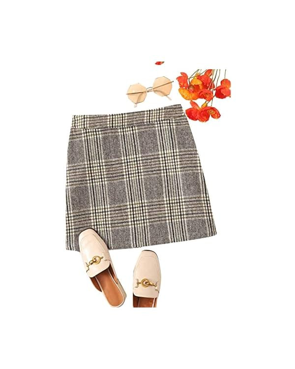 Floerns Women's Plaid High Waist Bodycon Mini Skirt | Amazon (US)