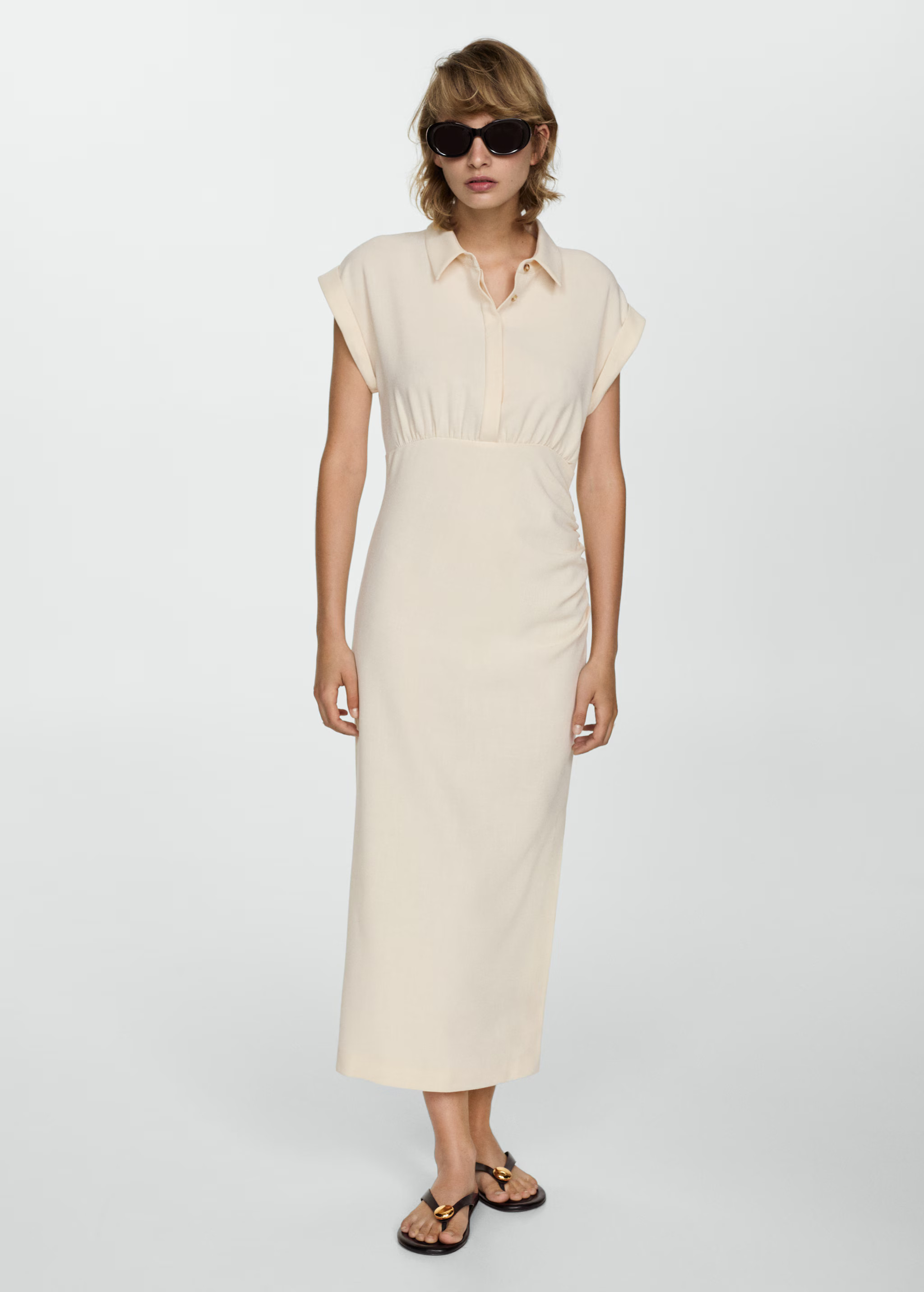 Draped shirt dress - Woman | MANGO USA | MANGO (US)