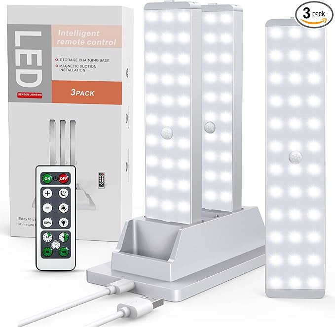 Closet Lights with Charging Station, 36-LEDs Cabinet Rechargeable Dimmable Timing, Motion Sensor ... | Amazon (US)
