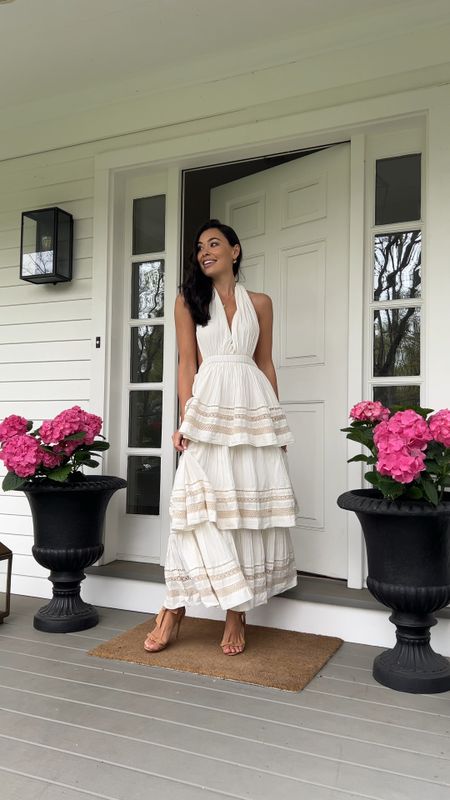 Kat Jamieson wears a fun white dress perfect for summer from @saks. White midi dresses, bohemian, party. 

#LTKSeasonal #LTKshoecrush