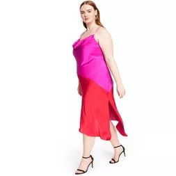 Women's Two-Tone Slip Dress - CUSHNIE for Target (Regular & Plus) Magenta Pink/Red | Target