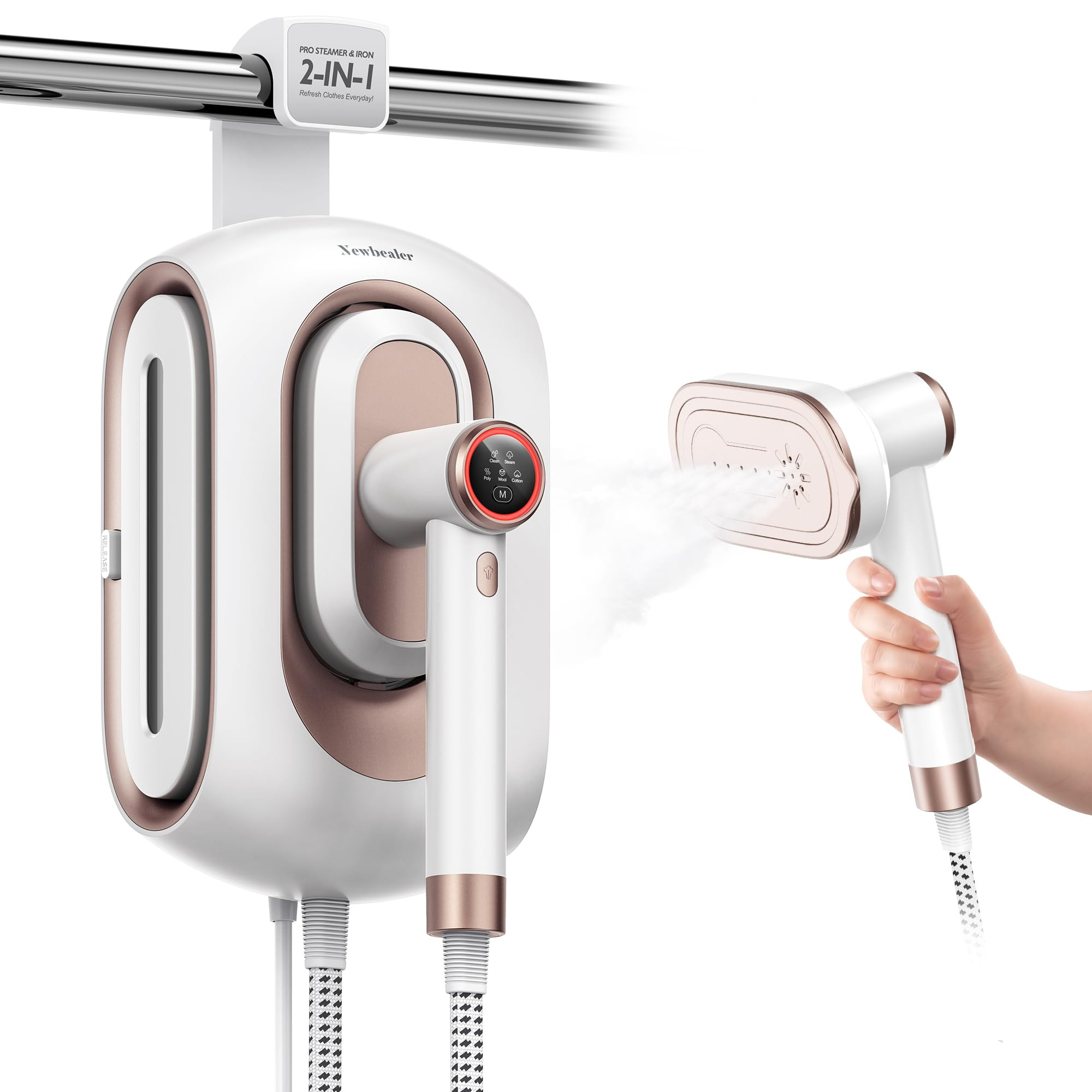 Newbealer 2In1 Pro Steam Station Iron, 1550W Turbocharged Steam for Clothes, 3-Level Steam & Dry Ironing, 30s Heat Up, 1.2L Detachable Tank, Auto-Off, Self Cleaning, Innovative Storage for Household | Amazon (US)