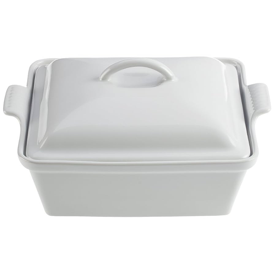 Le Creuset Stoneware Heritage Covered Square Casserole, 2.5 qt. (9"), white | Amazon (US)