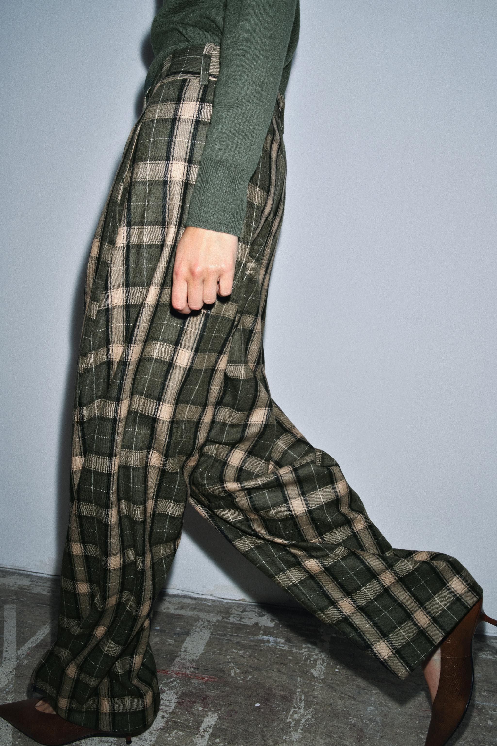 ZW COLLECTION CHECK TROUSERS WITH WOOL | Zara UK