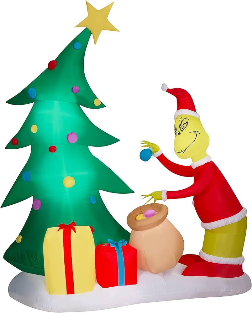 Gemmy Airblown Inflatable Grinch Putting Ornaments on Tree LG Scene Dr. Seuss, 8.5 ft Tall | Amazon (US)