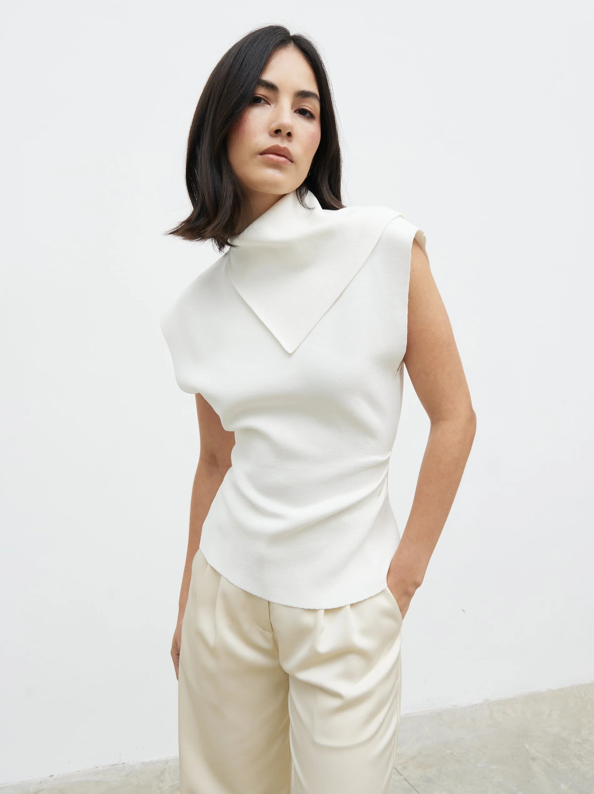 Saturn Contrast Neck Detail Knit Top | Pretty Lavish (UK)
