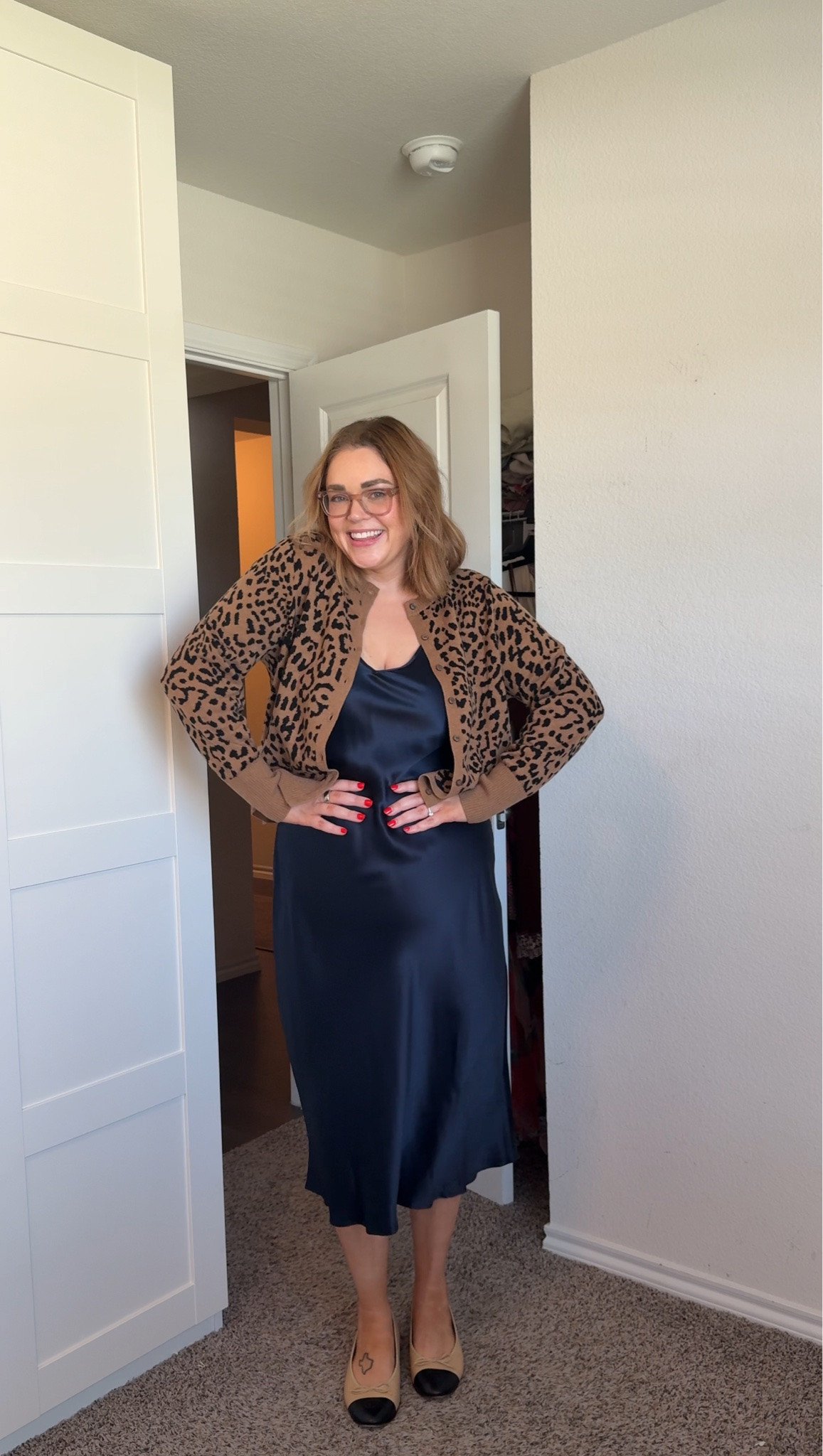 Work office outfit wearing xl in cardigan and xl in slip dress

#LTKMidsize #LTKSaleAlert