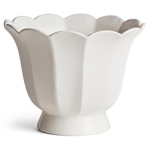 Ezekiel French Country White Ceramic Planter - Large | Kathy Kuo Home