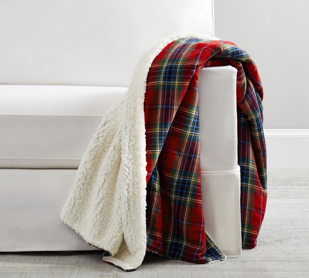 Plaid with Sherpa Back Throws | Pottery Barn (US)