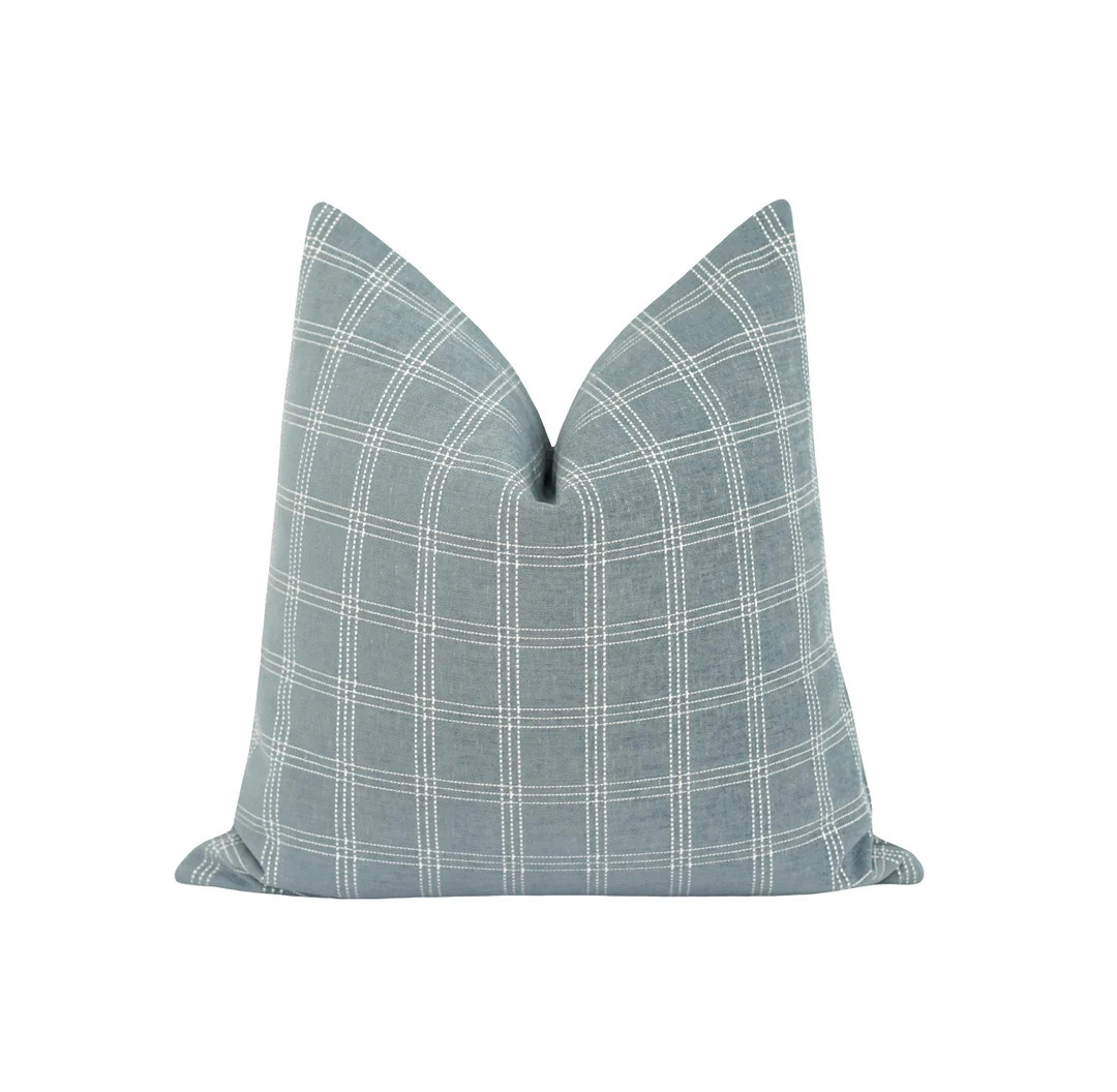 Chambray and White Windowpane Pillow Cover, 18 20 22 Chenille Pillow Case, Soft Chenille Pillow C... | Etsy (US)