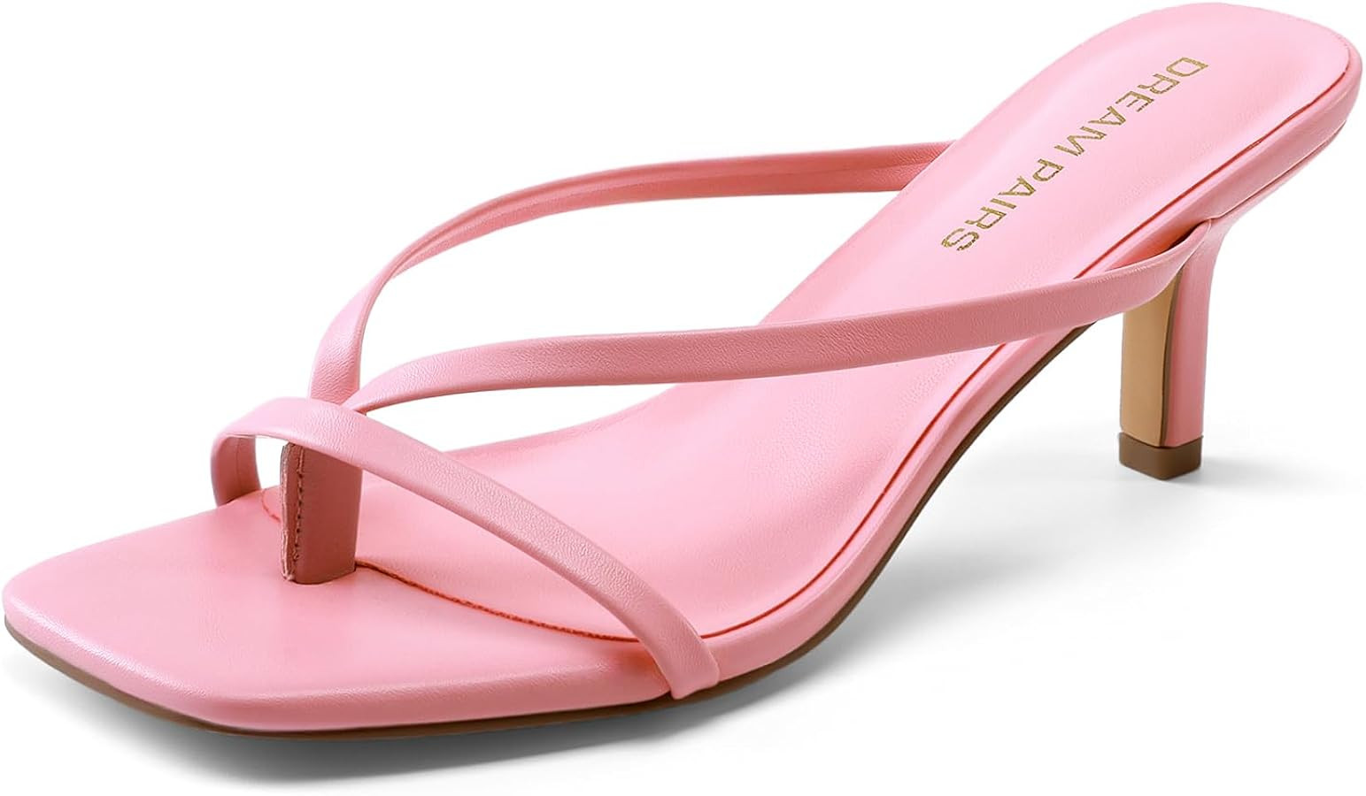 DREAM PAIRS Heels for Women Flip Flops Kitten Low Heels Open Square Toe Thong Heeled Sandals, Fas... | Amazon (US)