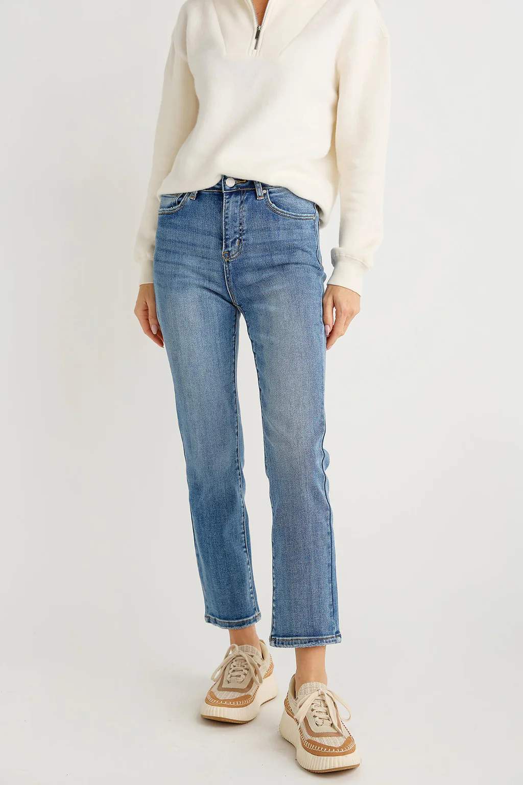 Risen Straight Leg Non Distressed Jeans | Social Threads
