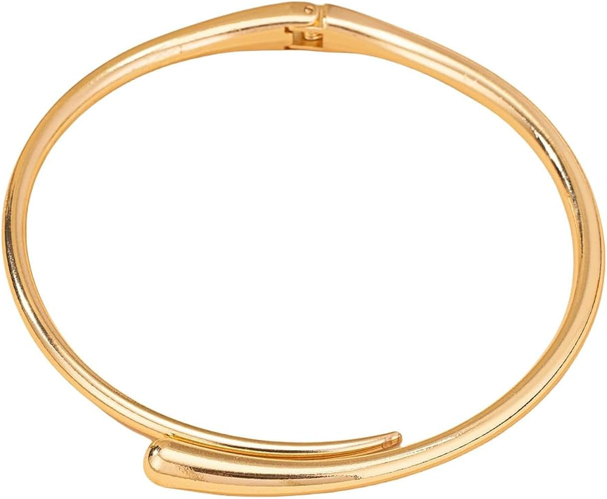 Mrotrida Women's Thick Chunky Metal Spring Open Necklace Creative Punk Geometric Smooth Metal Wat... | Amazon (US)