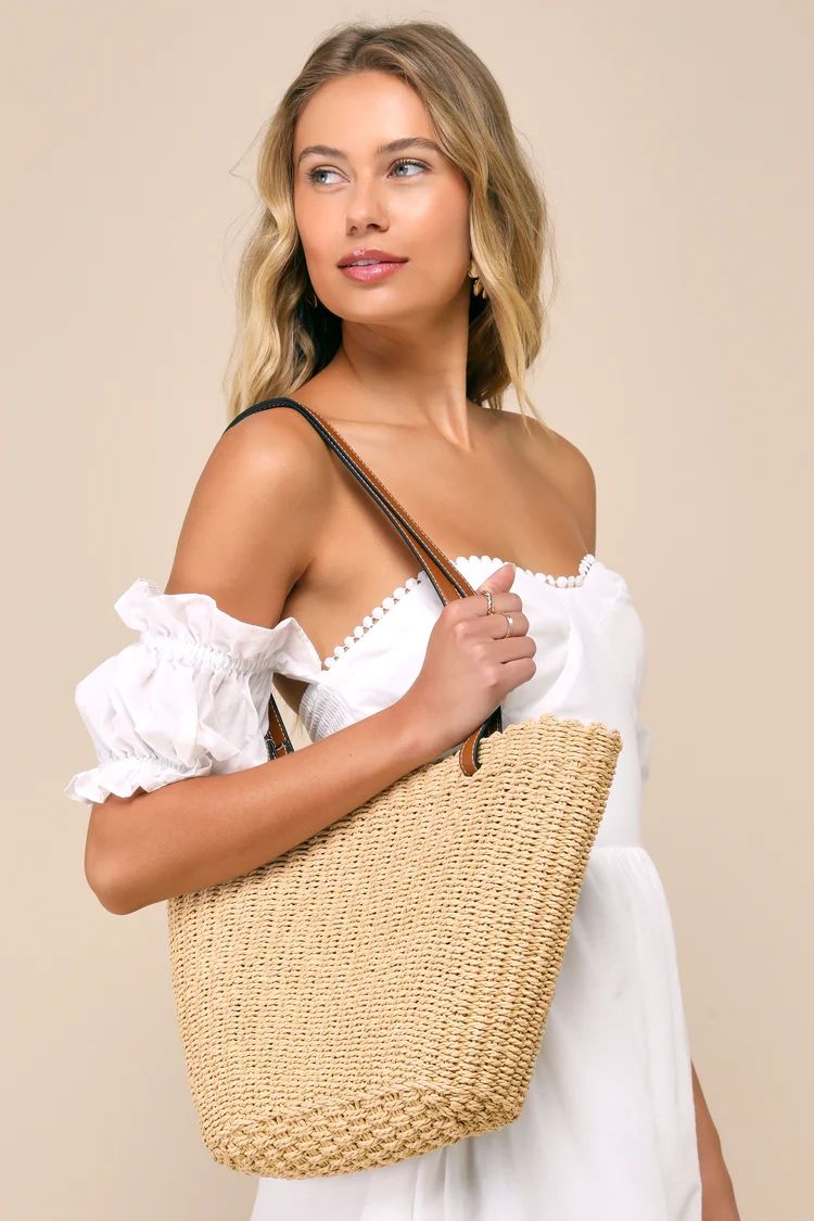 Summer Mode Beige Woven Shoulder Bag | Lulus
