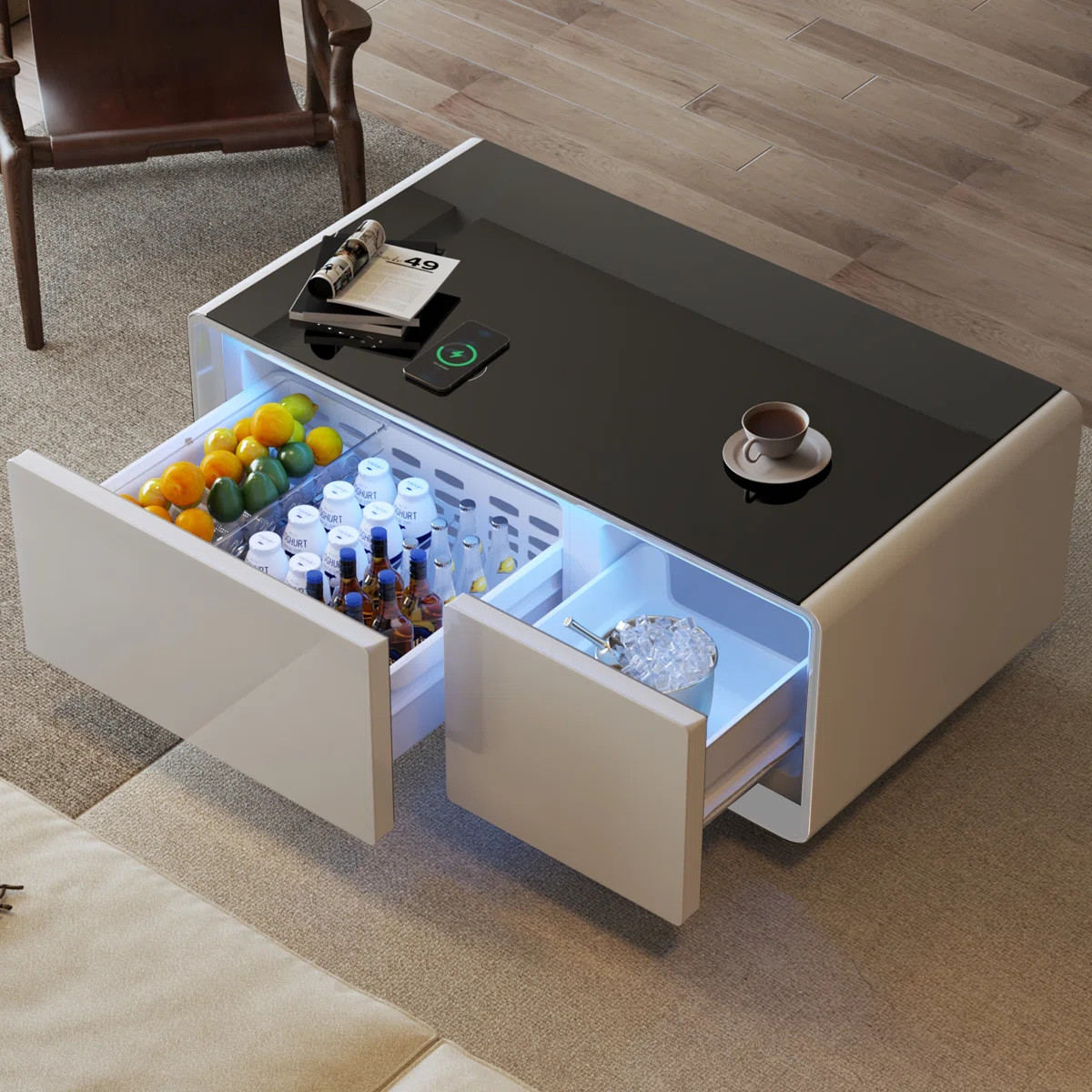 Cullyn 90L Smart Coffee Table with Fridge and Wireless Charging | Wayfair North America