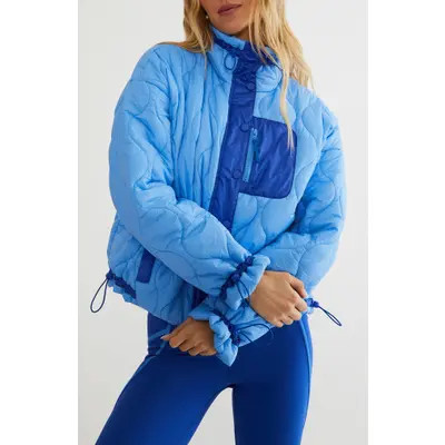 Beach Riot Harvie Quilted Puffer Jacket in Midnight Bluebell Colorblock at Nordstrom, Size Medium | Nordstrom