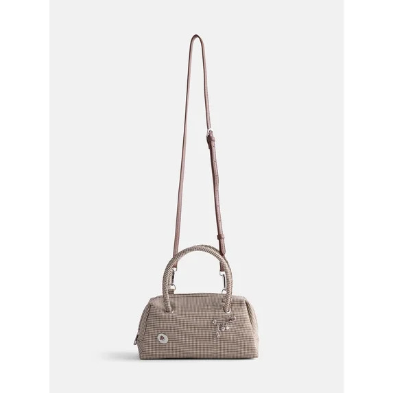 No Boundaries Women's East West Bowler Handbag, Brown Plaid | Walmart (US)