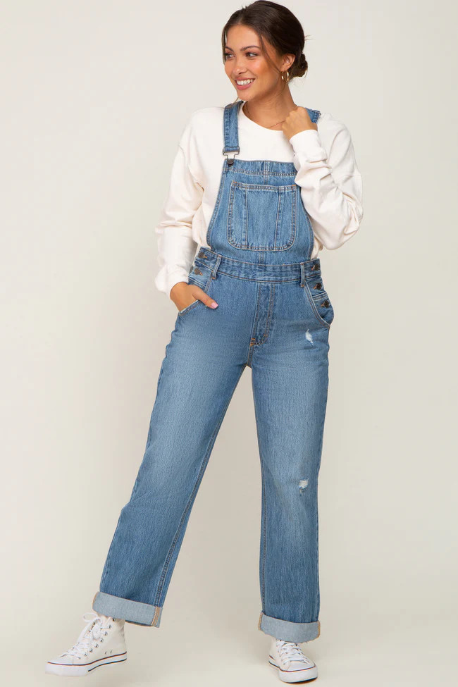 Blue Denim Cuffed Maternity Overalls | PinkBlush Maternity