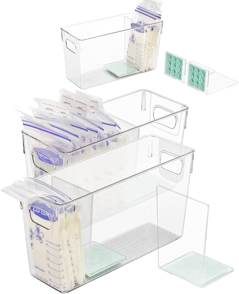 Breastmilk Storage Container with L Shaped Separator Boards, Dividers Will Flatten Standing Breas... | Amazon (US)