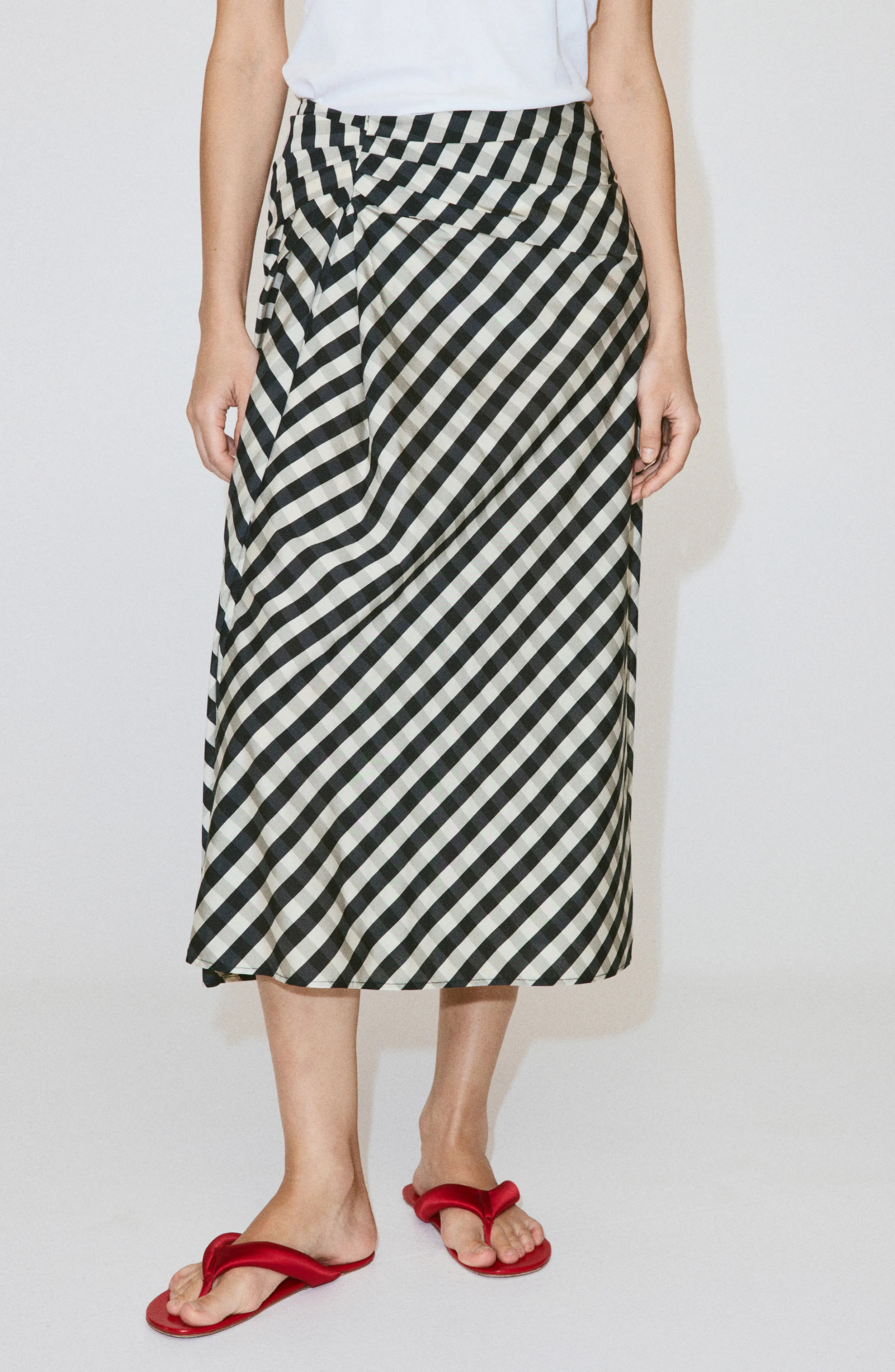 MANGO Gingham Midi Skirt (Women) | Nordstrom | Nordstrom