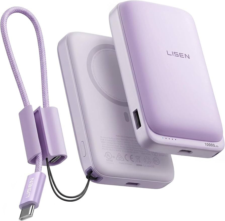 LISEN Qi2.2 25W for Magsafe Power Bank, 65W USB C Fast Charging, 10000mAh Magnetic Wireless Porta... | Amazon (US)