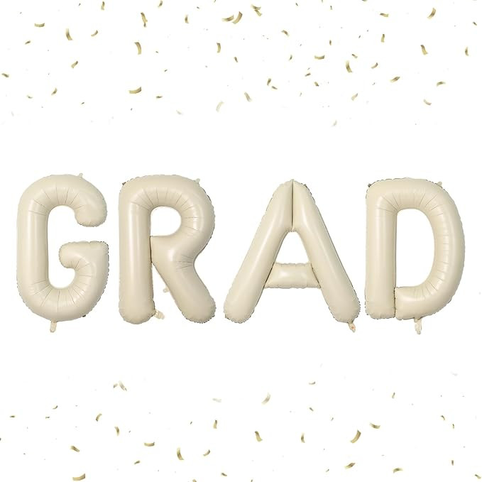 Biapian 40 Inch GRAD Balloons, Cream Letter GRAD Balloon, Beige Graduation Decorations, Large Gra... | Amazon (US)