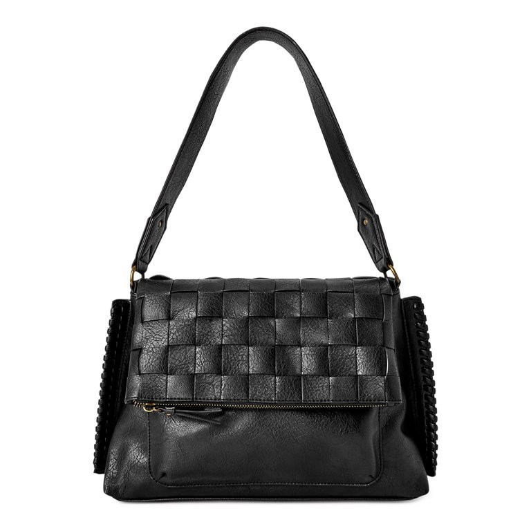Time and Tru Women’s Heidi Flap Shoulder Bag Black | Walmart (US)