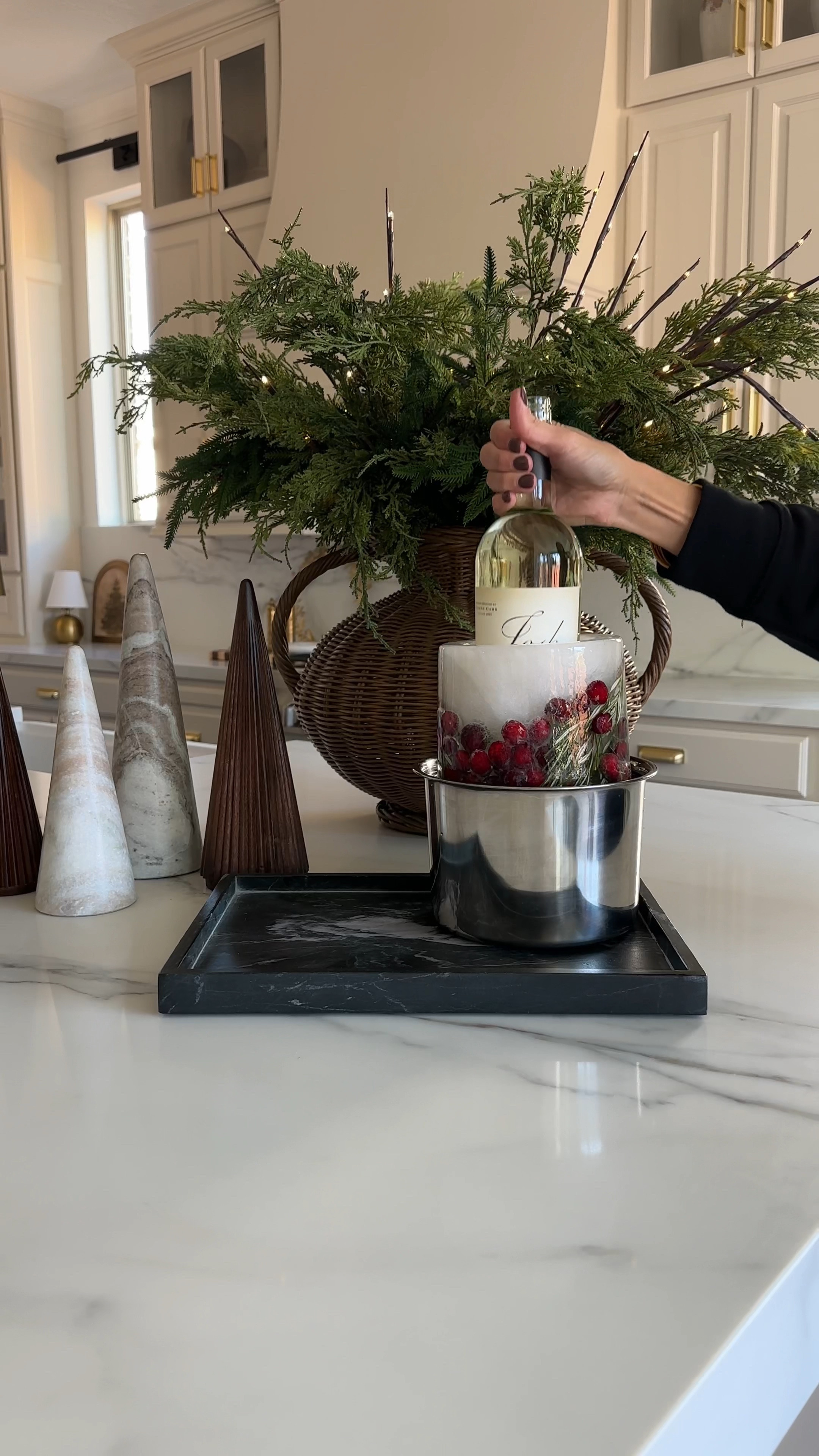 I wanted to try this wine bottle ice
Mold, and there’s no better time than now! I used cranberries and rosemary to fill the ice mold, added water and chilled overnight. I added the wine bottle and electric wine pourer and you’re ready for hosting. 

#LTKHoliday #LTKCyberWeek #LTKGiftGuide