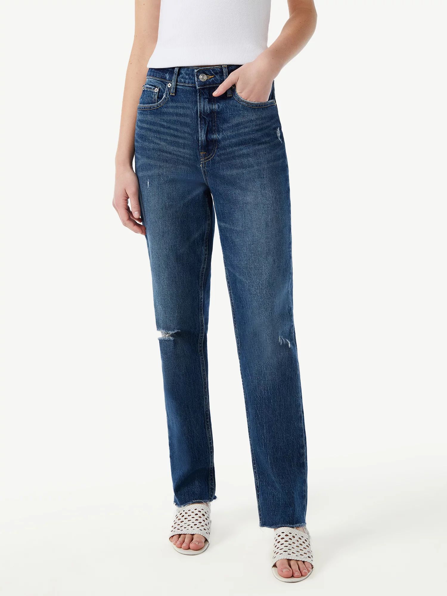 Free Assembly Women's Super High Rise Straight Jeans - Walmart.com | Walmart (US)