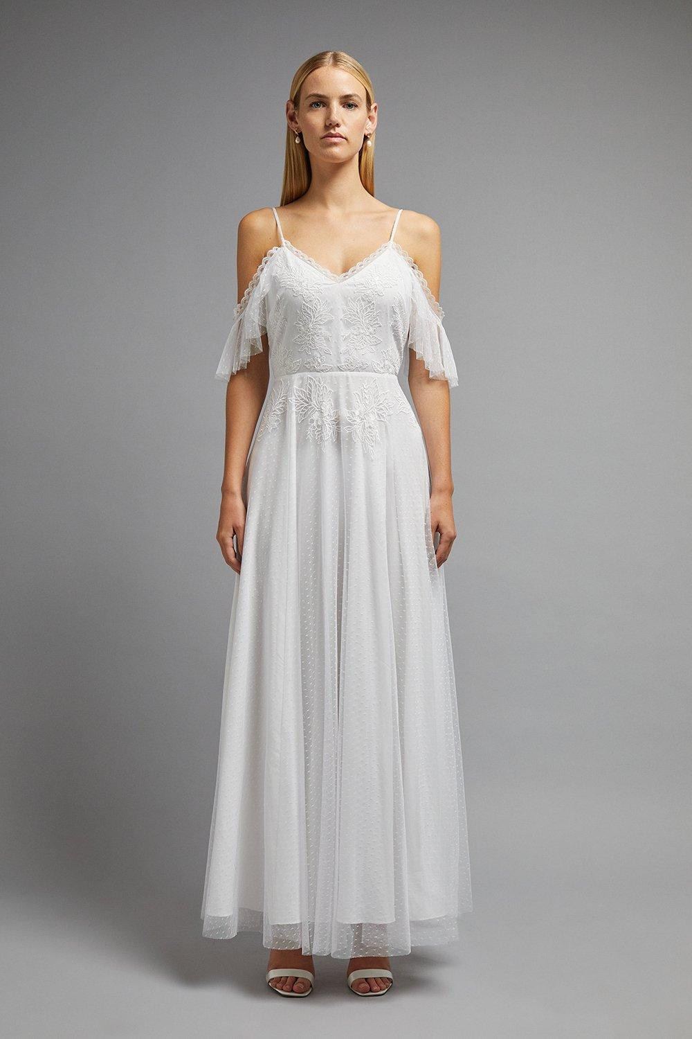 Dresses | Cold Shoulder Lace Bodice Spot Tulle Dress | Coast | Coast UK & IE