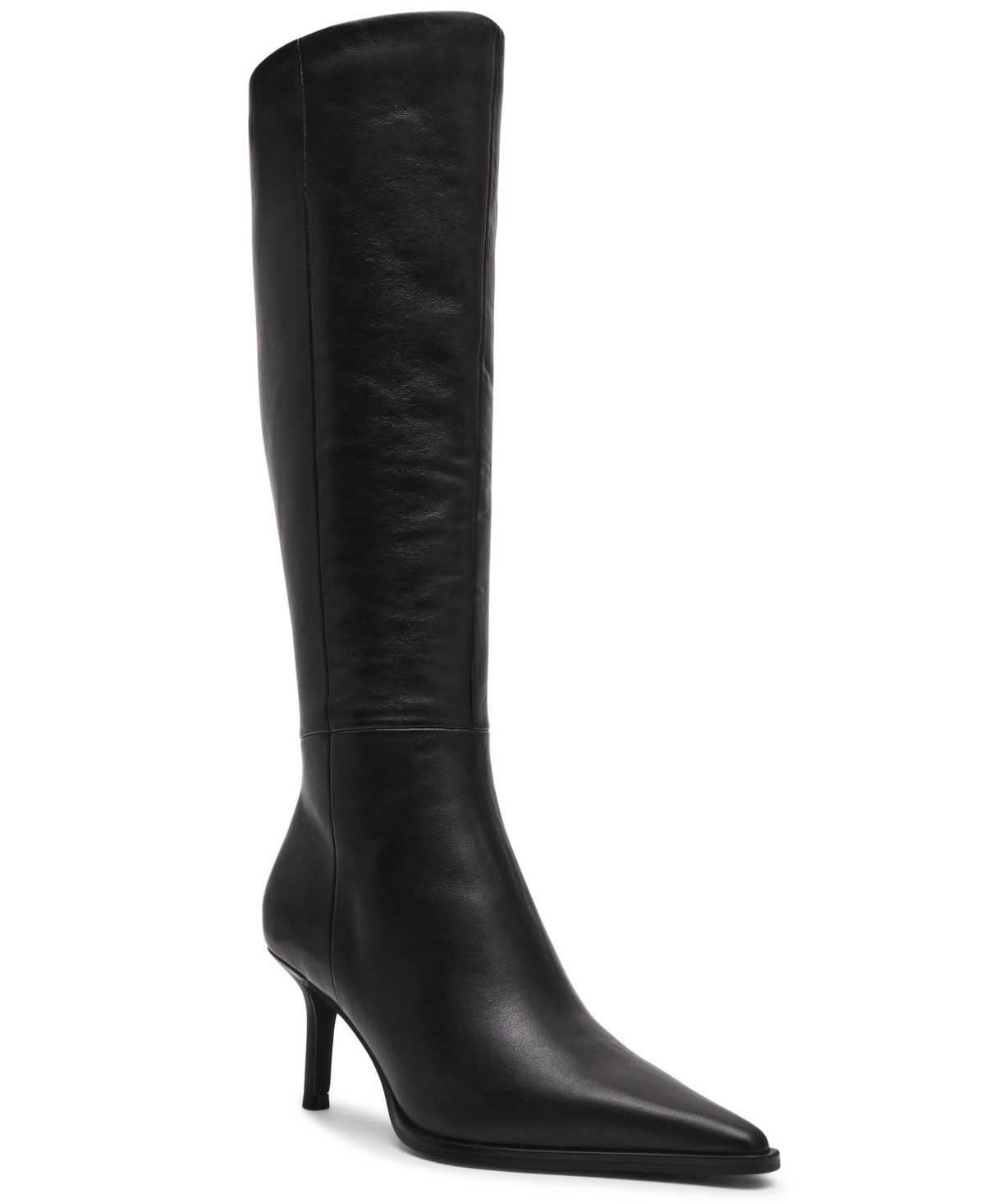 Steve Madden Women's Lingo Knee-High Pointed-Toe Stiletto Dress Boots - Black Leather | Macy's