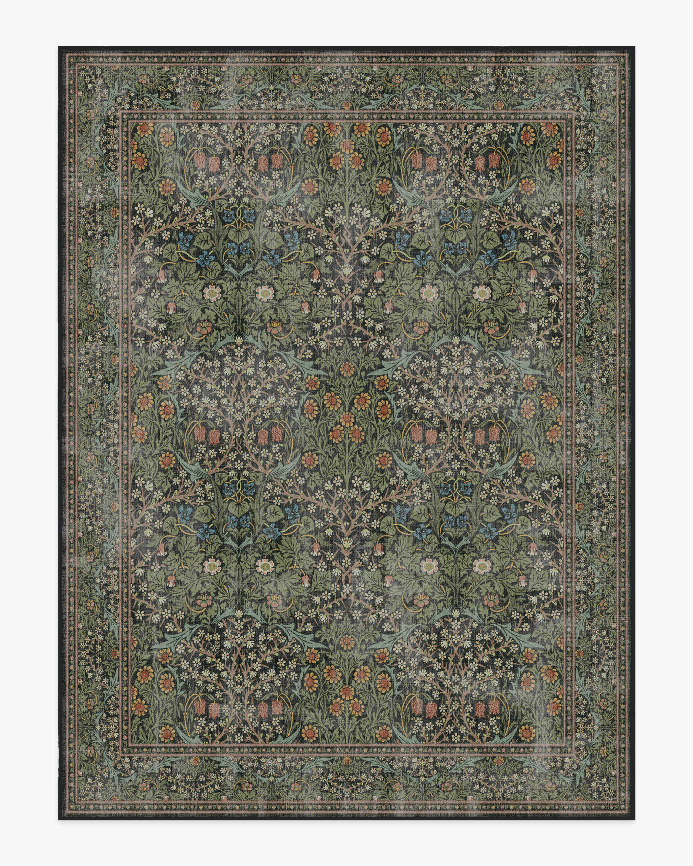 Morris & Co. Blackthorn Forest Green Rug | Ruggable