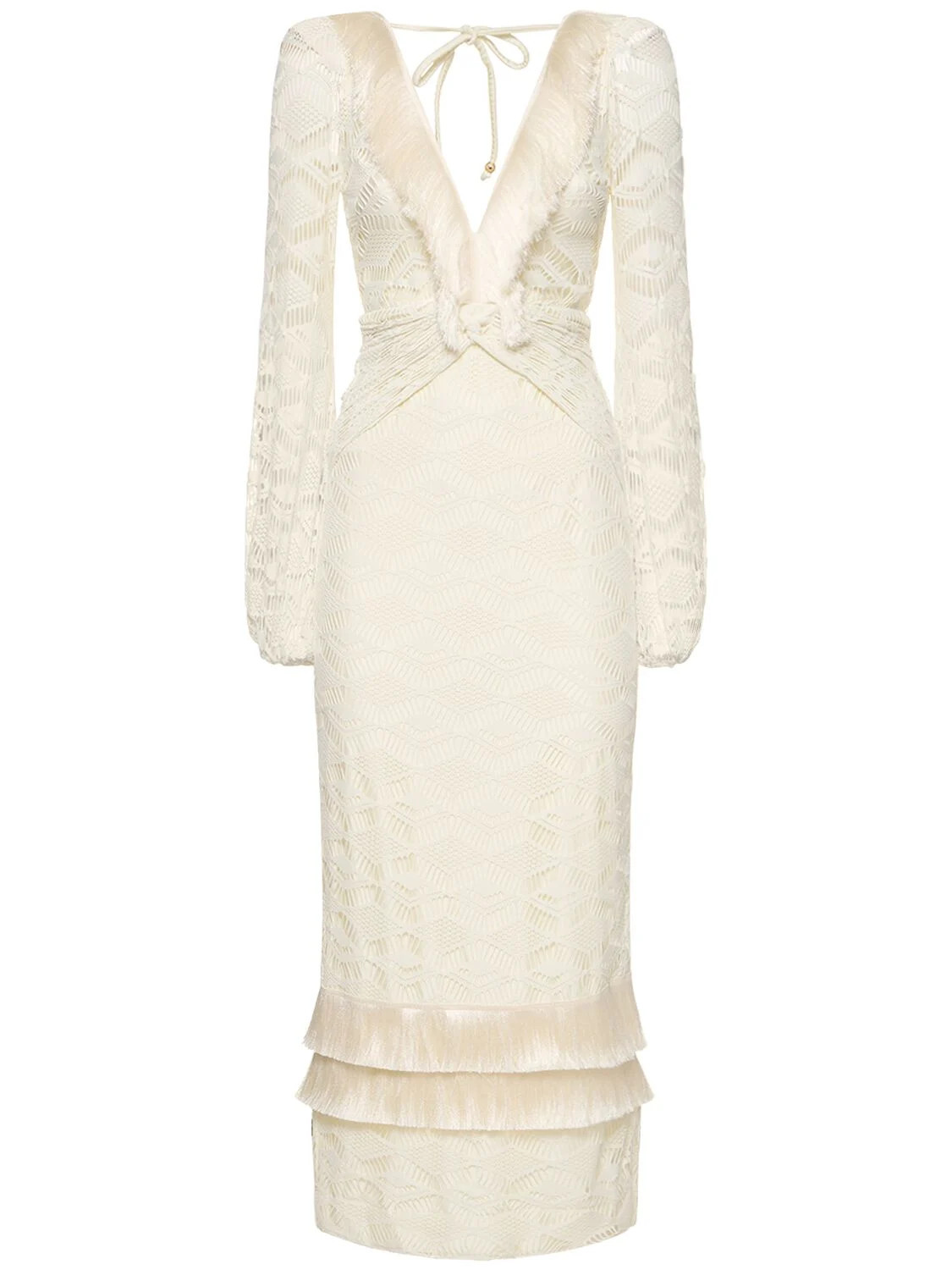 Crocheted Tech Plunge Neck Maxi Dress | Luisaviaroma