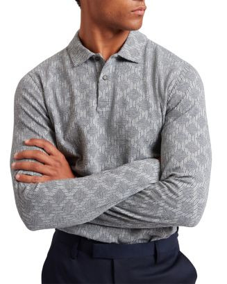 Ted Baker Imlad Long Sleeve Diamond Jacquard Polo  | Bloomingdale's All Men | Bloomingdale's (US)