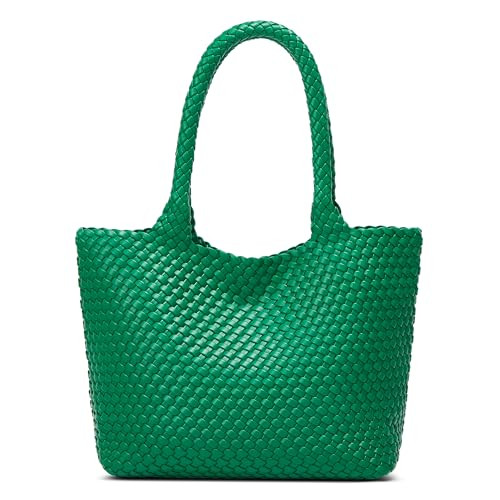 Amazon.com: BOYATU Woven Tote Bag for Women: Vegan Leather Purse with 1 Zipper Clutch - Handwoven... | Amazon (US)