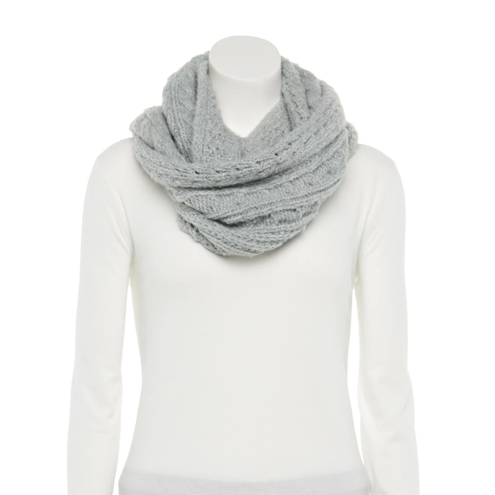 Women's Sonoma Goods For Life Cable Knit Infinity Scarf, Grey | Kohl's