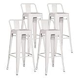 VECELO 30” Seat Height Metal Pub Counter Stool/Kitchen Side Chair, Set of 4, White | Amazon (US)