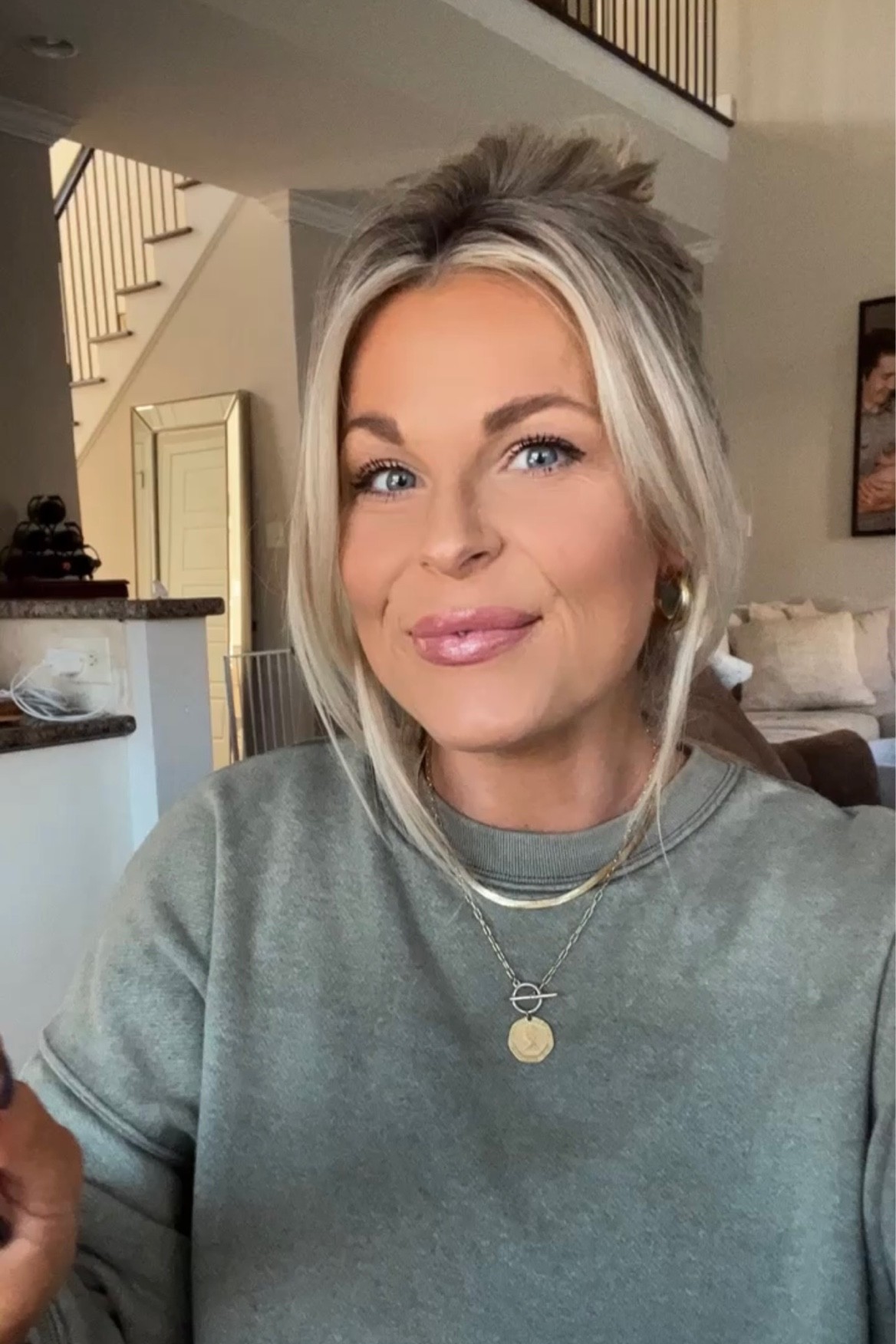 Shop my jewelry & lippie 💚 Sweatshirt is old from Aerie, but linked a few similar. 🫶🏼 

#LTKbeauty #LTKunder50 #LTKsalealert