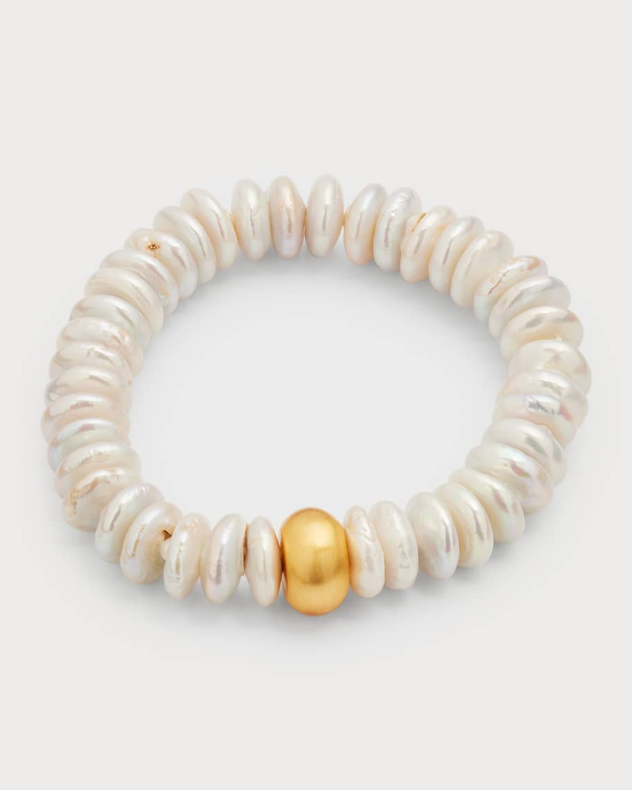 Baroque Pearl Disc Beaded Bracelet | Neiman Marcus