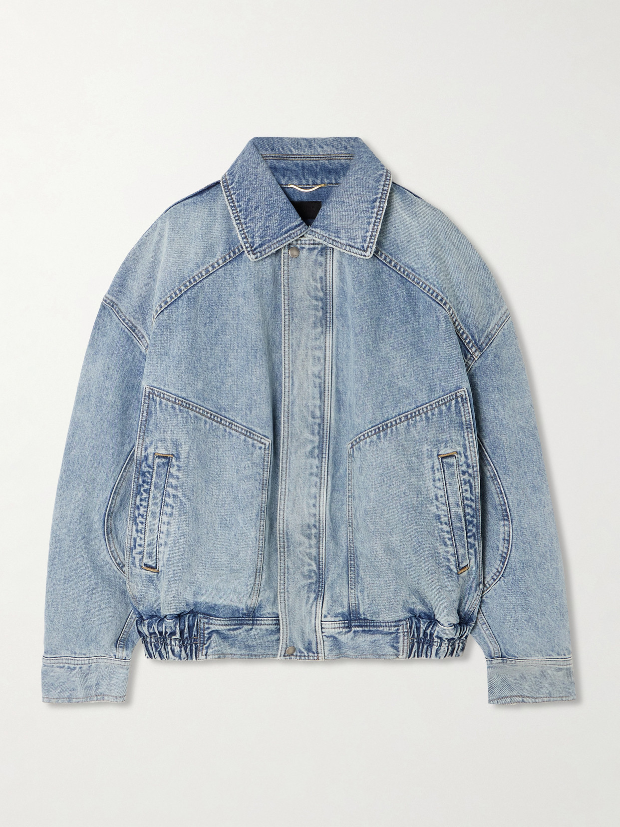 SAINT LAURENT - Oversized Paneled Denim Jacket - Blue | NET-A-PORTER (UK & EU)