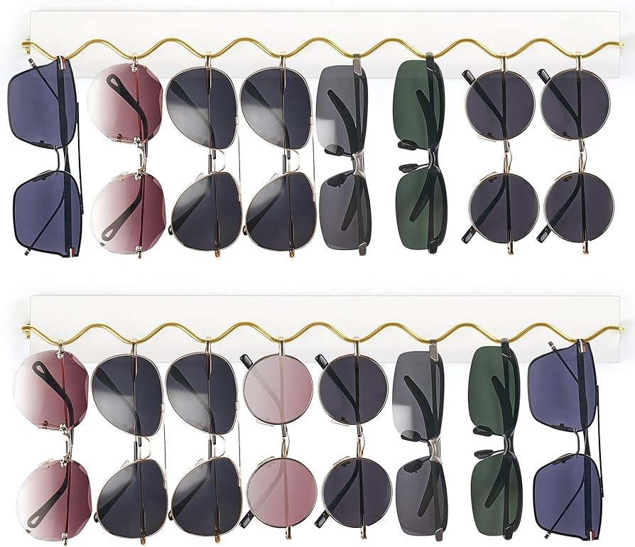 Mkono 2 Pack Wall Mounted Sunglasses Organizer Wood Sunglass Holder for Wall Modern Eyeglass Stor... | Amazon (US)