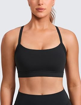 CRZ YOGA Butterlift Cut-Out Cross Back Sports Bras for Women - Medium Impact Adjustable Thin Stra... | Amazon (US)