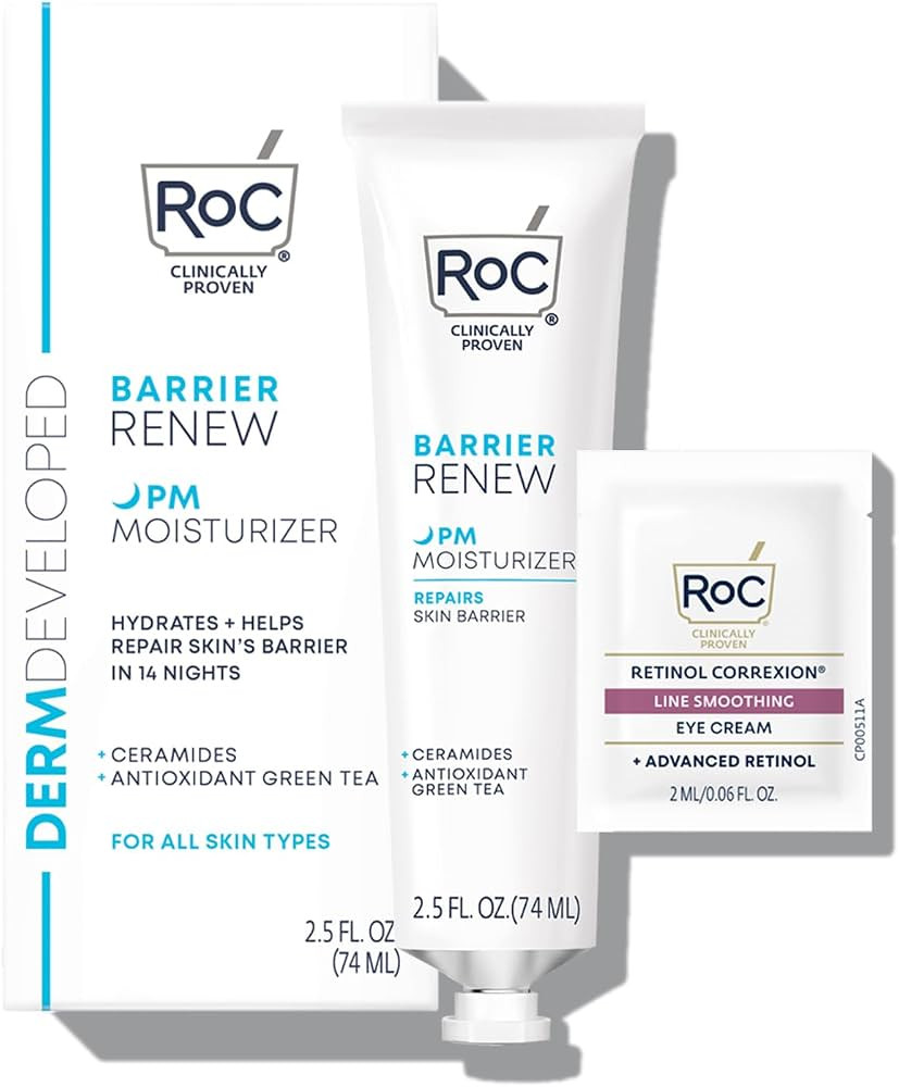 RoC Barrier Renew Night Moisturizer with Ceramides & Antioxidant Green Tea AND Lipo Peptides to r... | Amazon (US)