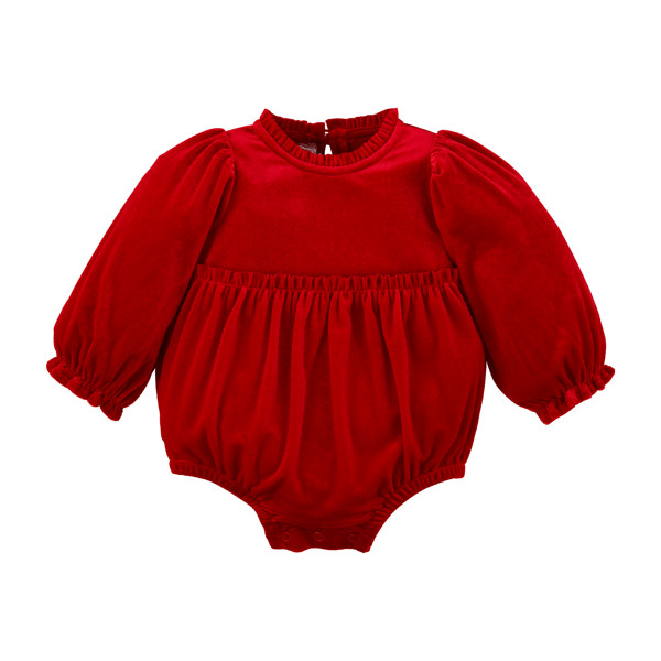 Red velvet baby romper | Mud Pie