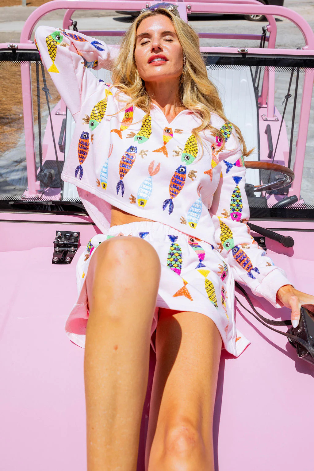 Light Pink Crowned Fish Collar Sweatshirt | Queen of Sparkles