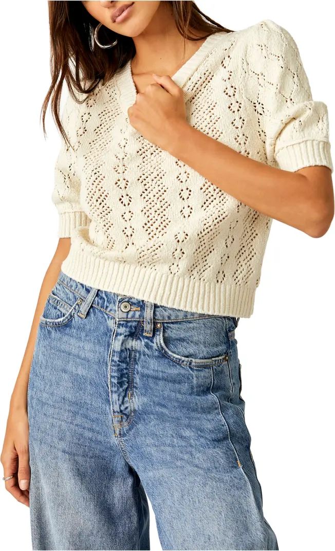 Eloise Open Stitch Puff Shoulder Sweater | Nordstrom